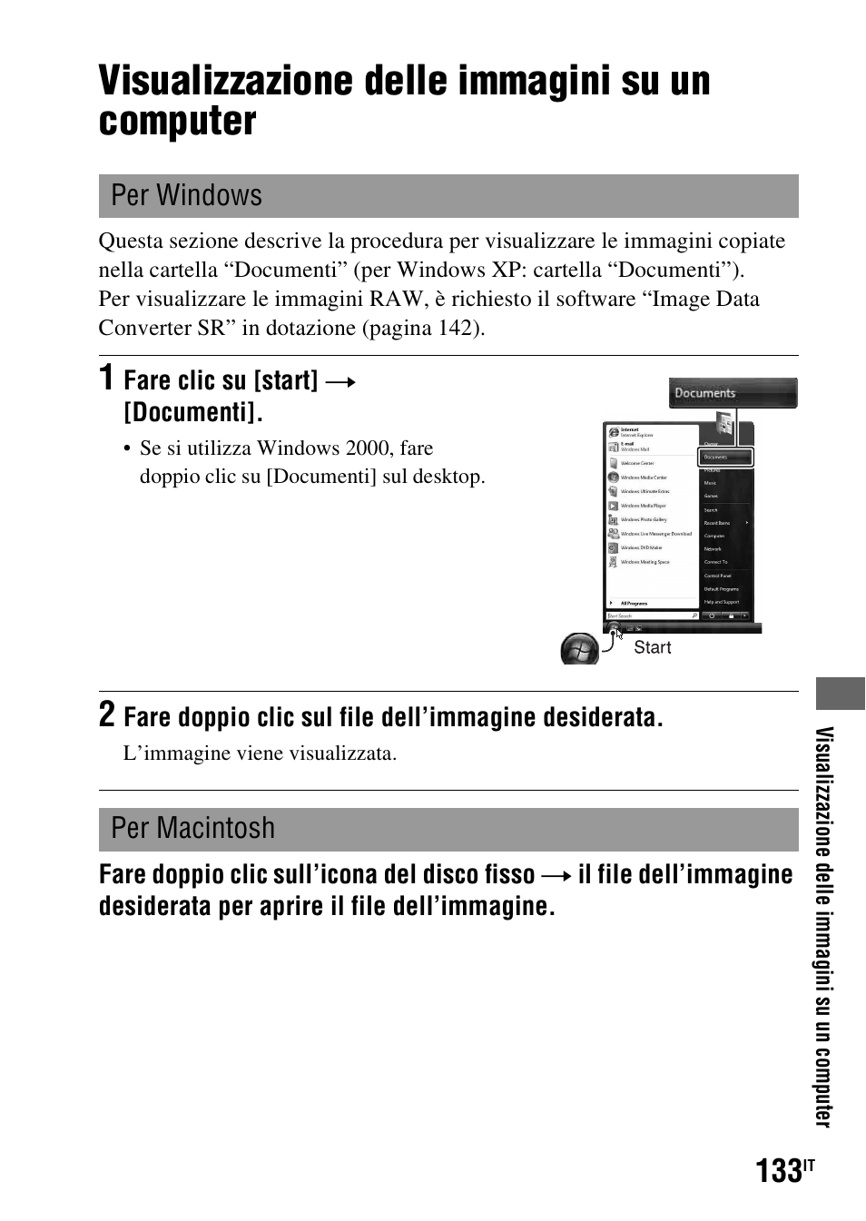 Visualizzazione delle immagini su un computer | Sony DSLR-A290 User Manual | Page 301 / 343