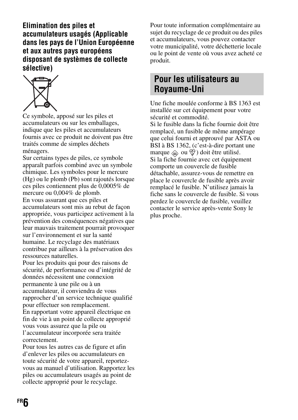 Pour les utilisateurs au royaume-uni | Sony DSLR-A290 User Manual | Page 6 / 343