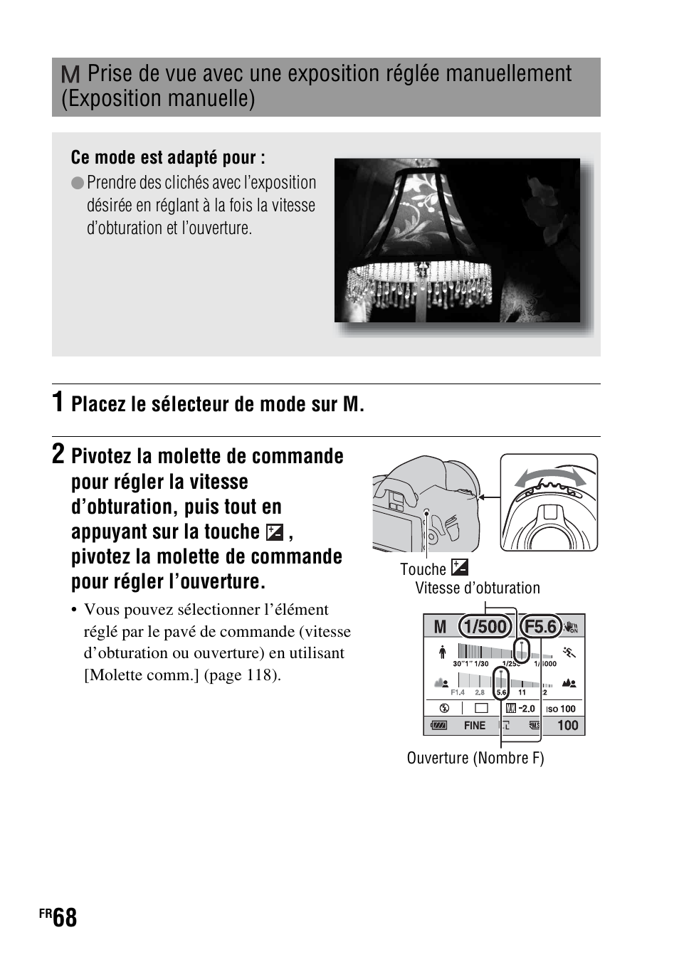 Exposition manuelle) | Sony DSLR-A290 User Manual | Page 68 / 343