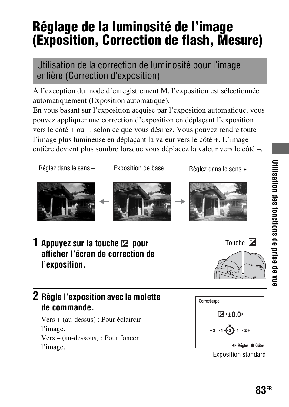 Entière (correction d’exposition), On (83) | Sony DSLR-A290 User Manual | Page 83 / 343