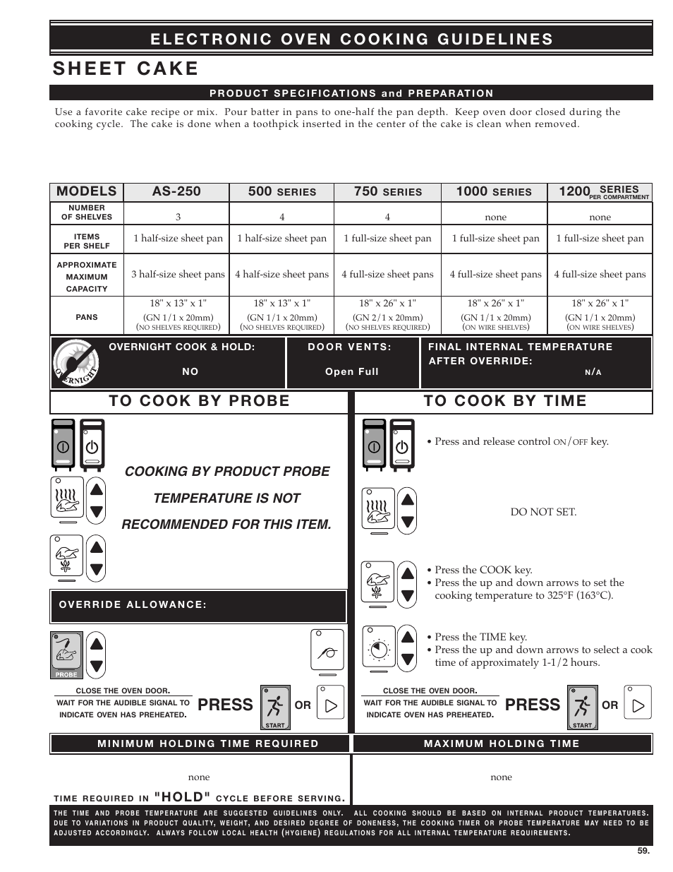 Press, 1200 models, H o l d | Alto-Shaam MN-28656 User Manual | Page 61 / 91