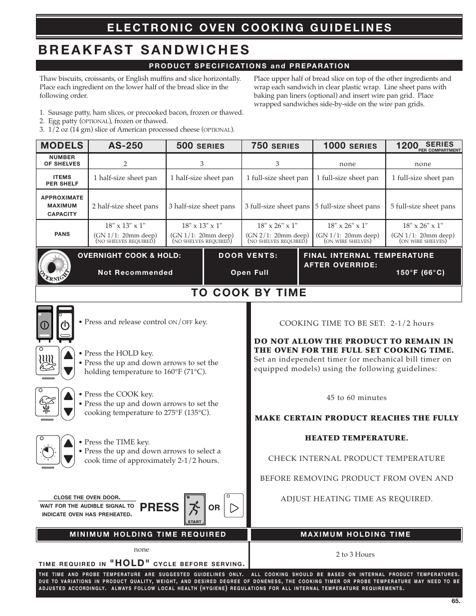 Press, 1200 models, H o l d | Alto-Shaam MN-28656 User Manual | Page 67 / 91