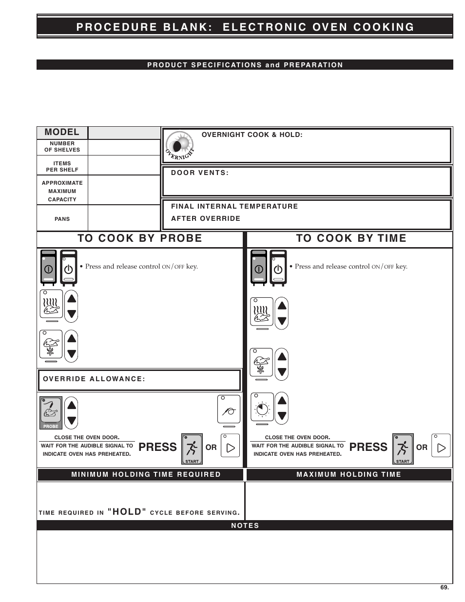 Press, Model, H o l d | Alto-Shaam MN-28656 User Manual | Page 71 / 91