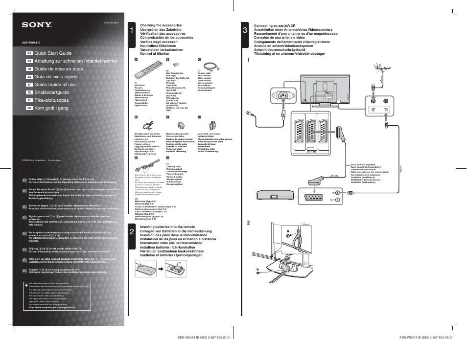Sony KDE-W50A11E User Manual | 2 pages