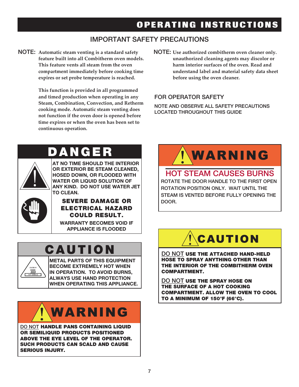 Hot steam causes burns, Important safety precautions | Alto-Shaam COMBITHERM 20.20ESG User Manual | Page 10 / 107