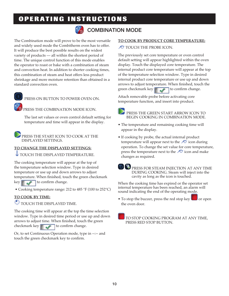 Combination mode | Alto-Shaam COMBITHERM 20.20ESG User Manual | Page 13 / 107