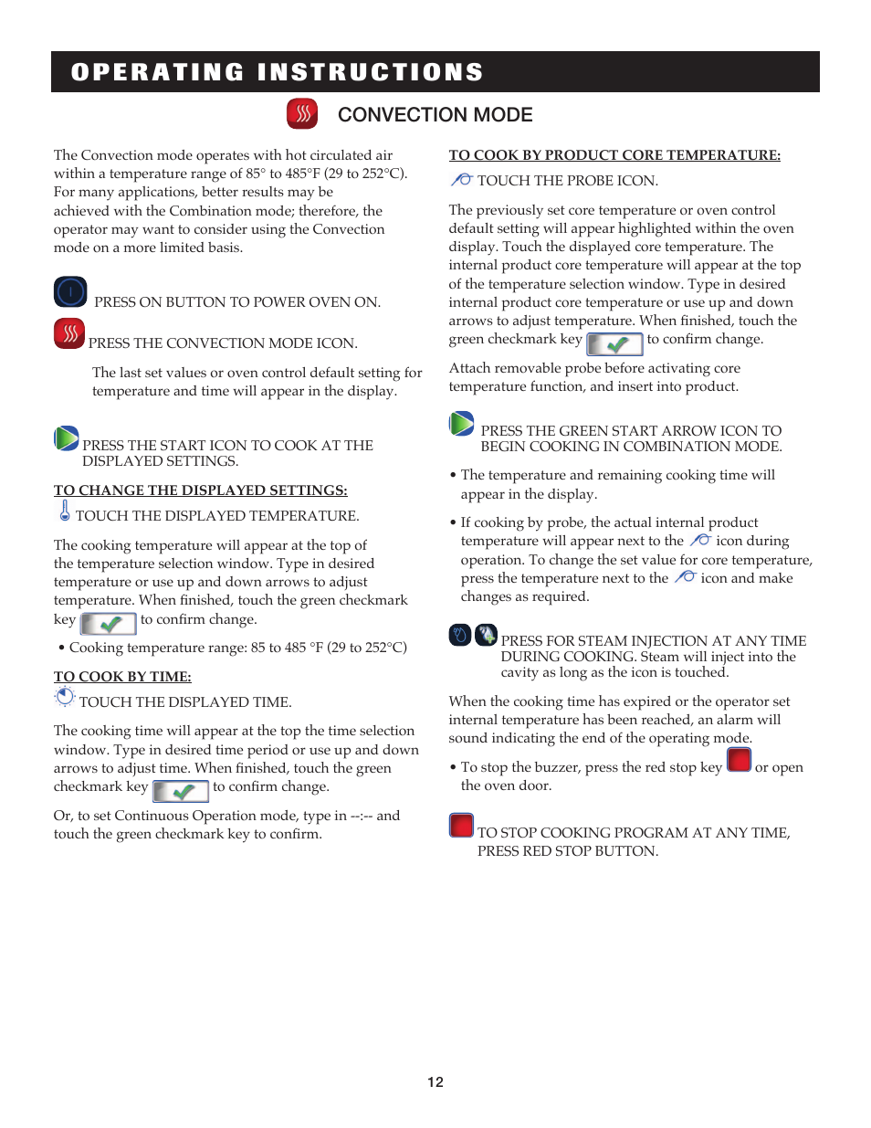 Convection mode | Alto-Shaam COMBITHERM 20.20ESG User Manual | Page 15 / 107