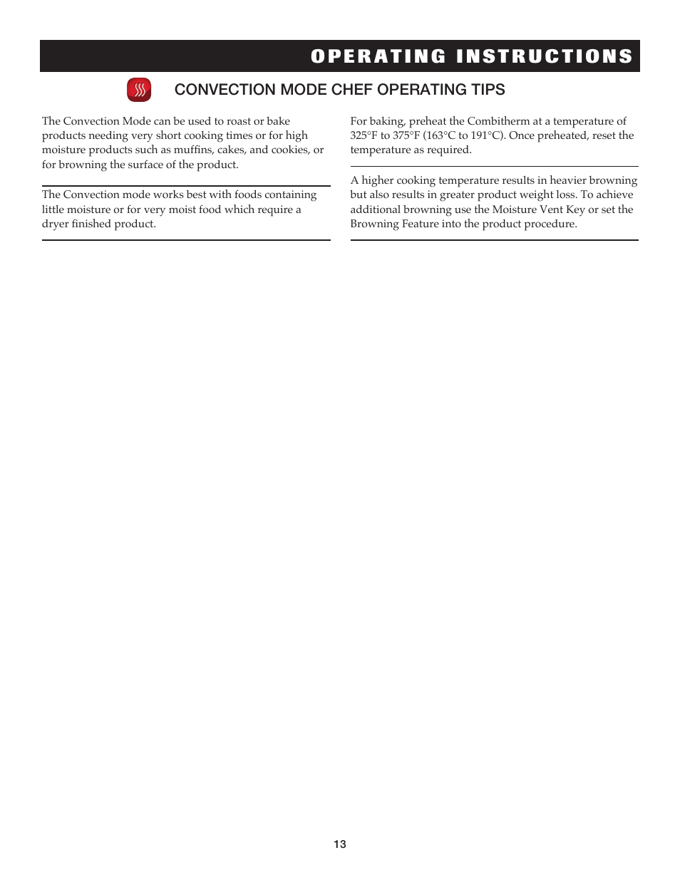 Convection mode chef operating tips | Alto-Shaam COMBITHERM 20.20ESG User Manual | Page 16 / 107