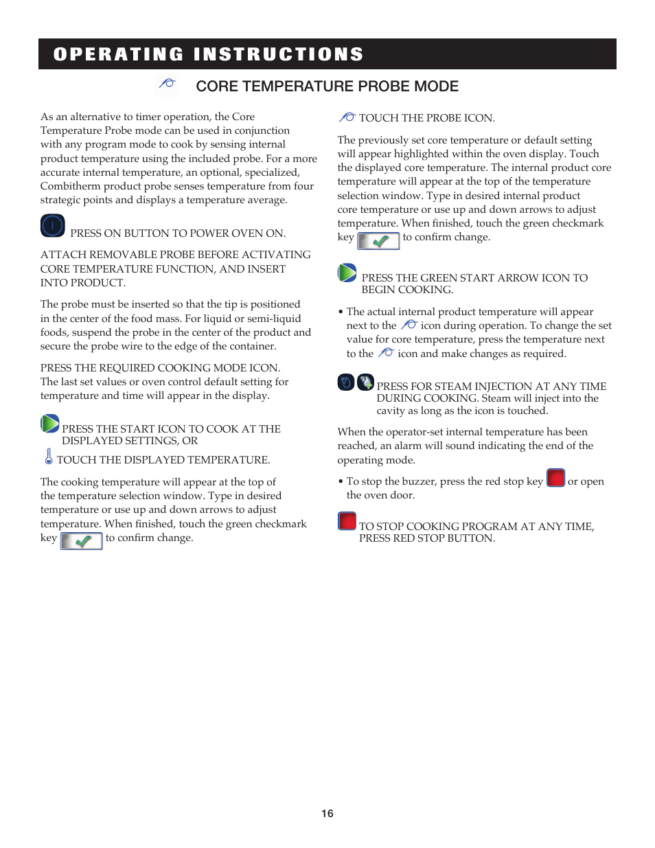 Core temperature probe mode | Alto-Shaam COMBITHERM 20.20ESG User Manual | Page 19 / 107