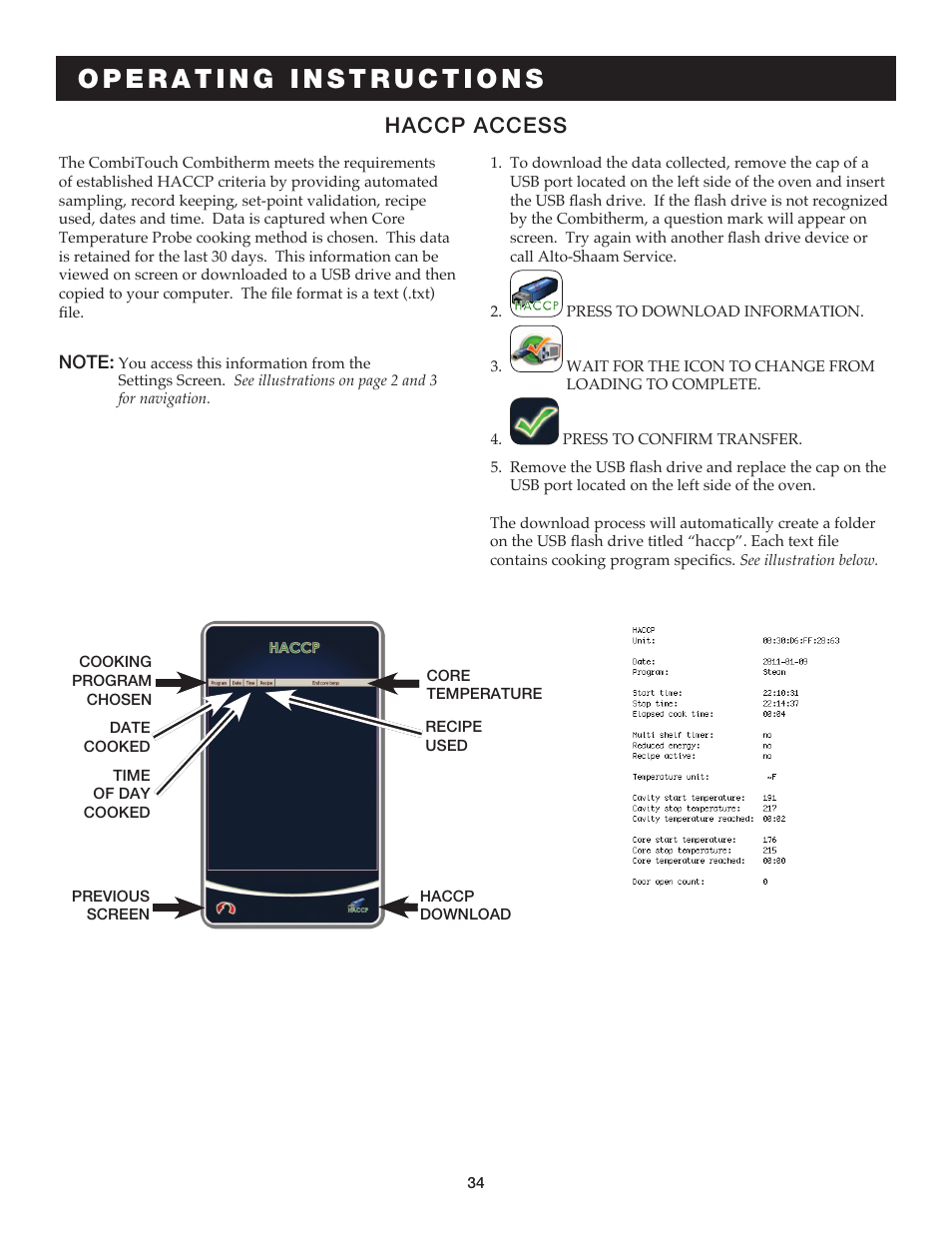 Haccp access | Alto-Shaam COMBITHERM 20.20ESG User Manual | Page 37 / 107