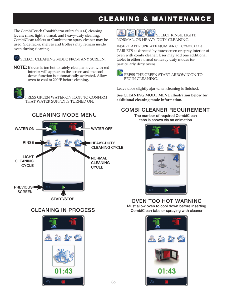 Oven too hot warning | Alto-Shaam COMBITHERM 20.20ESG User Manual | Page 38 / 107