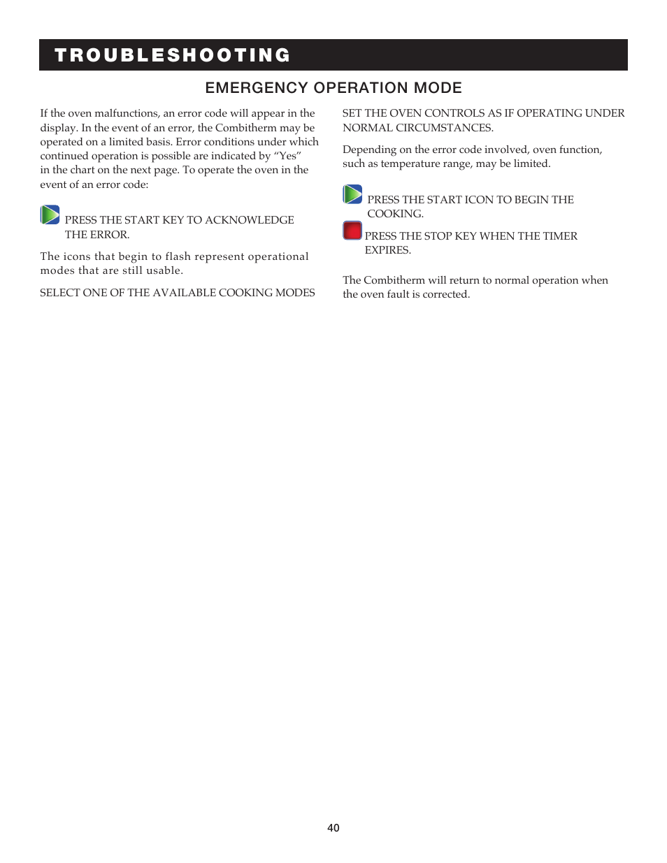 Emergency operation mode | Alto-Shaam COMBITHERM 20.20ESG User Manual | Page 43 / 107