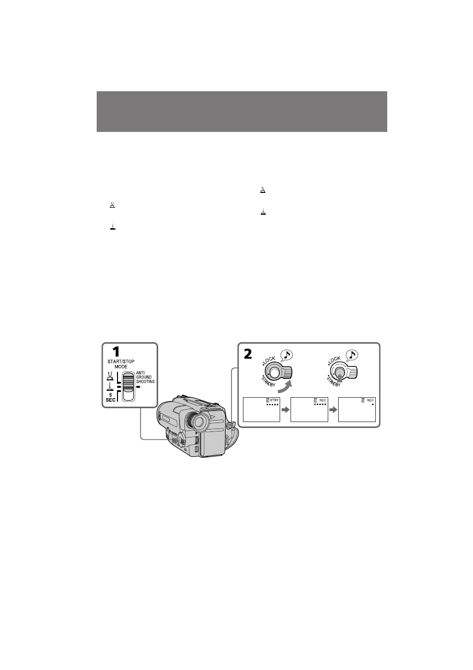 Funktionsumschaltung der start/stop-taste, Selezione del modo start/stop | Sony CCD-TR501E User Manual | Page 30 / 88