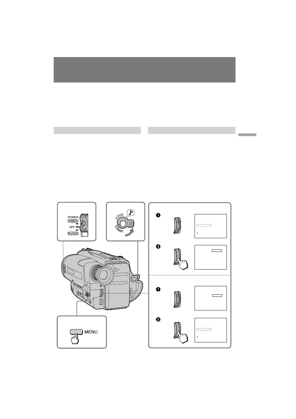 Titeleinblendung, Sovrapposizione di un titolo, Wahl der sprache | Selezione della lingua | Sony CCD-TR501E User Manual | Page 43 / 88