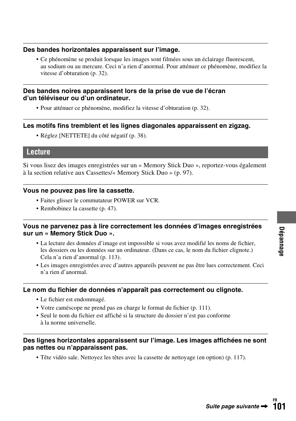 P. 101, Lecture | Sony HDR-FX1000E User Manual | Page 101 / 271
