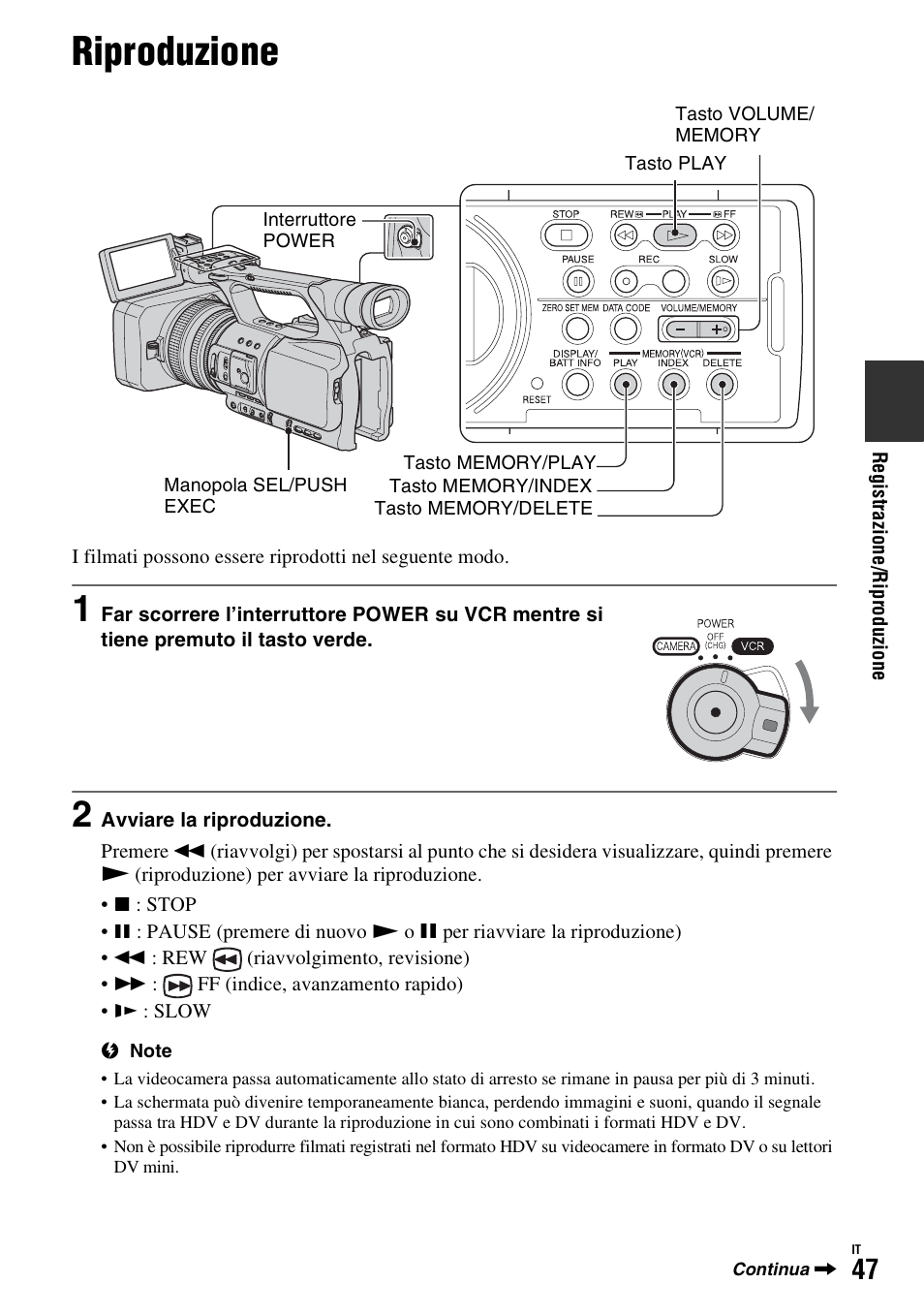 Riproduzione | Sony HDR-FX1000E User Manual | Page 181 / 271