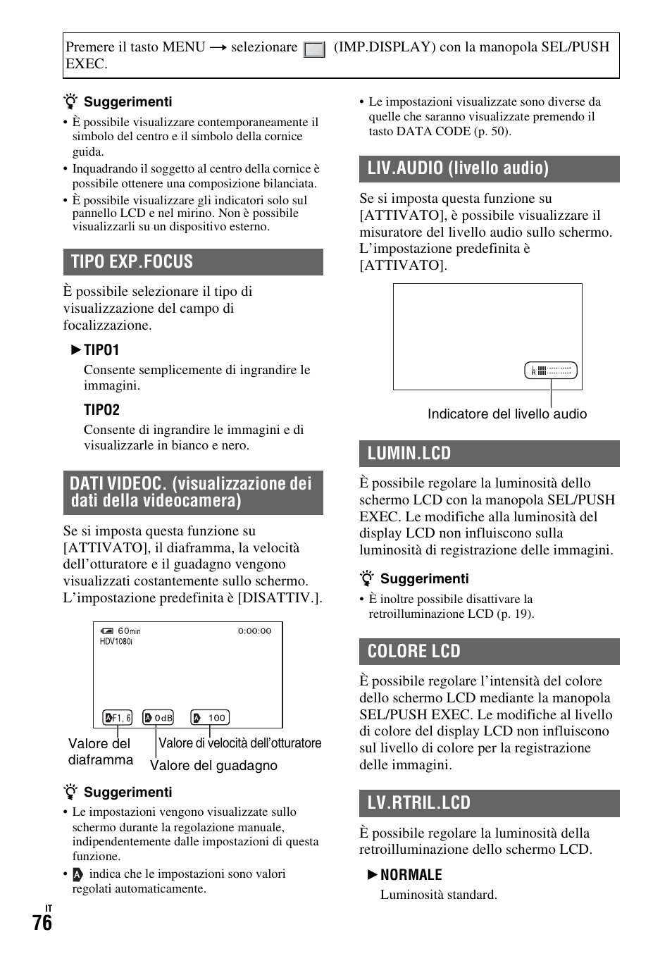 P. 76) | Sony HDR-FX1000E User Manual | Page 210 / 271