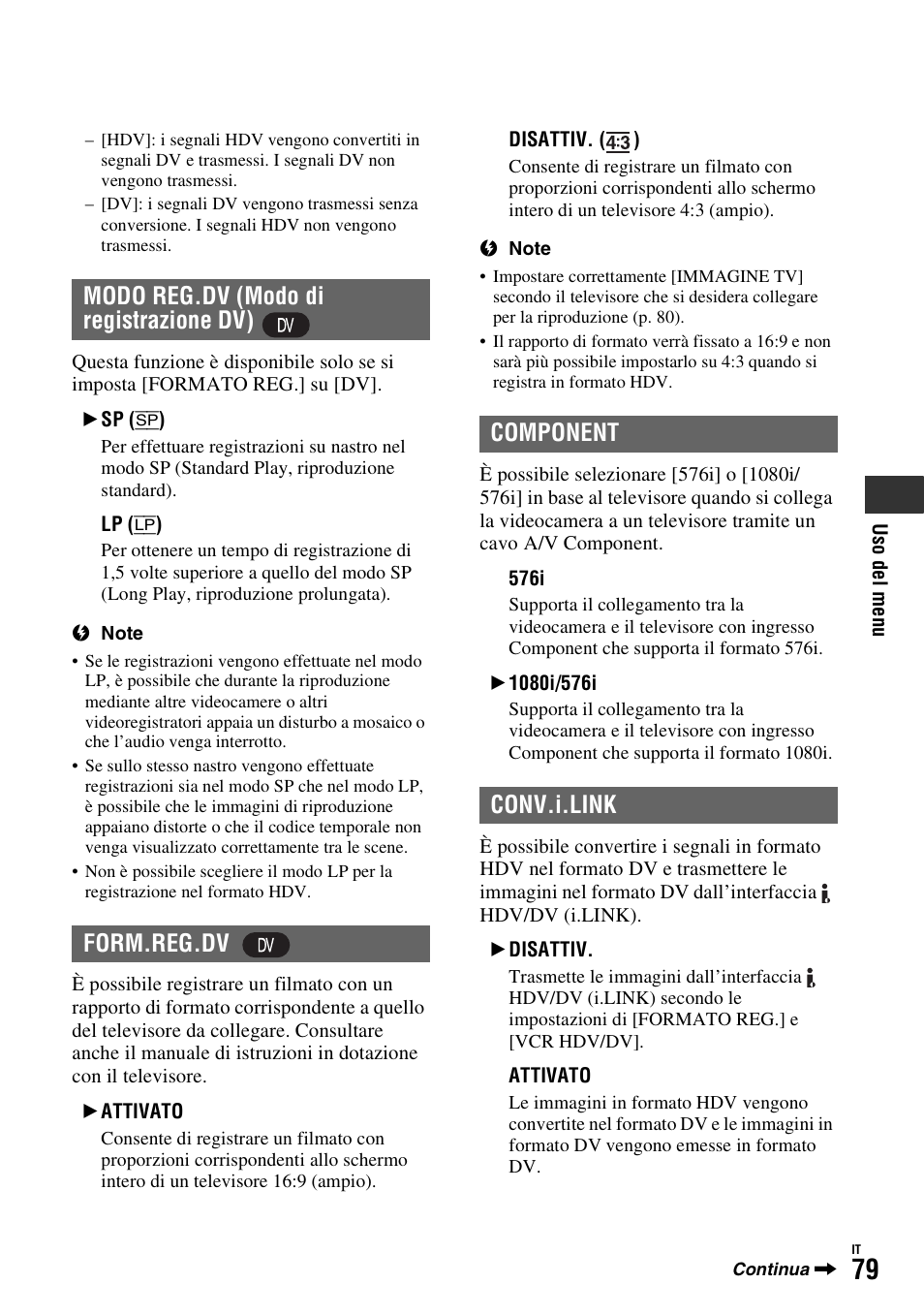 P. 79), Isattiv.] (p. 79), Ivato] (p. 79) | Sony HDR-FX1000E User Manual | Page 213 / 271