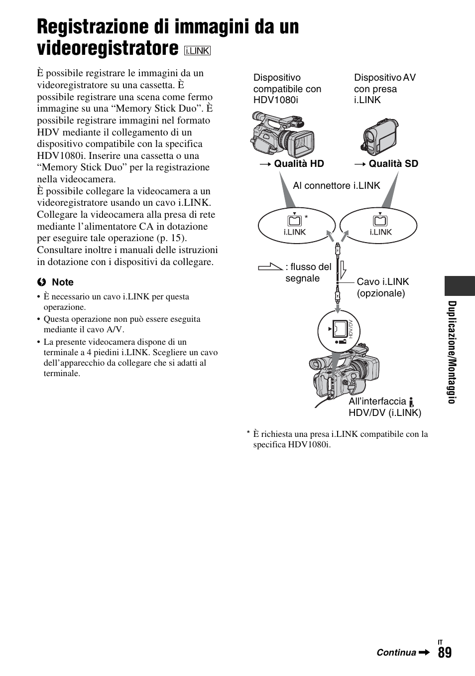 Registrazione di immagini da un videoregistratore | Sony HDR-FX1000E User Manual | Page 223 / 271