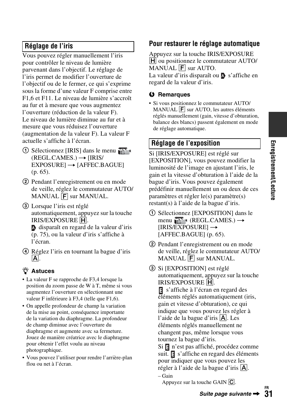 Sony HDR-FX1000E User Manual | Page 31 / 271