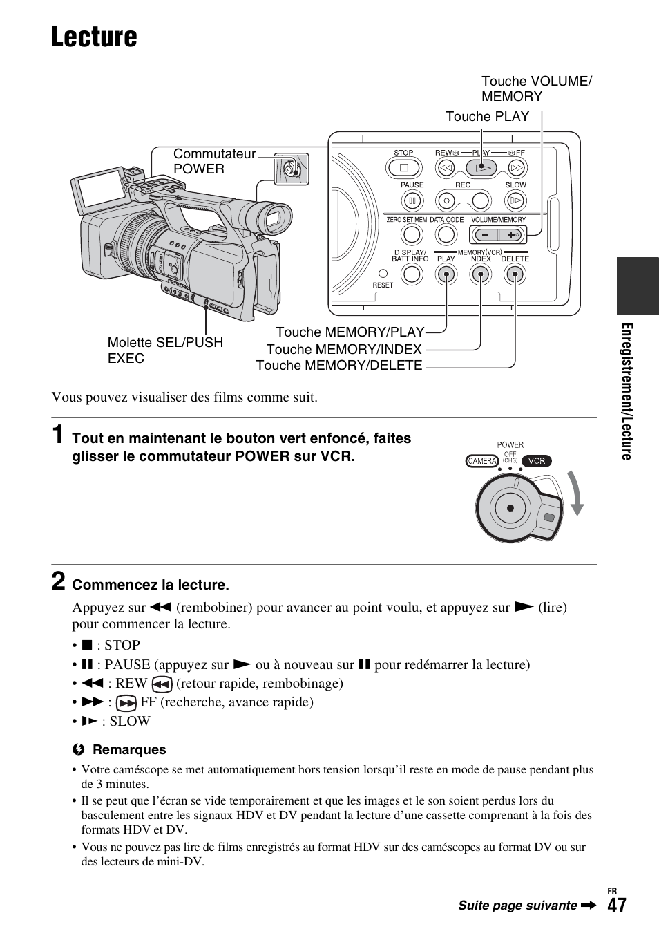 Lecture | Sony HDR-FX1000E User Manual | Page 47 / 271