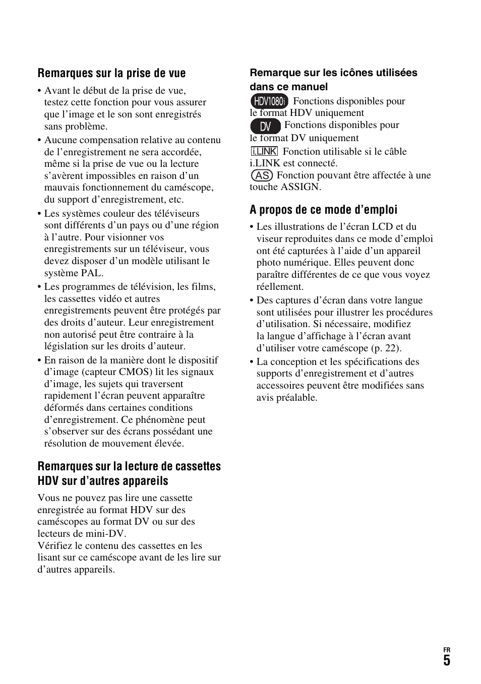 Sony HDR-FX1000E User Manual | Page 5 / 271