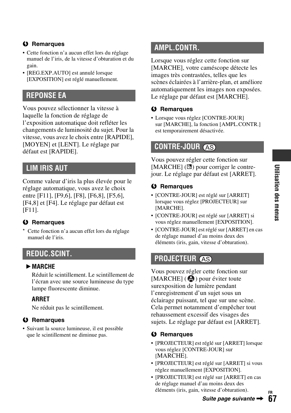 Our (p. 67), R (p. 67) | Sony HDR-FX1000E User Manual | Page 67 / 271
