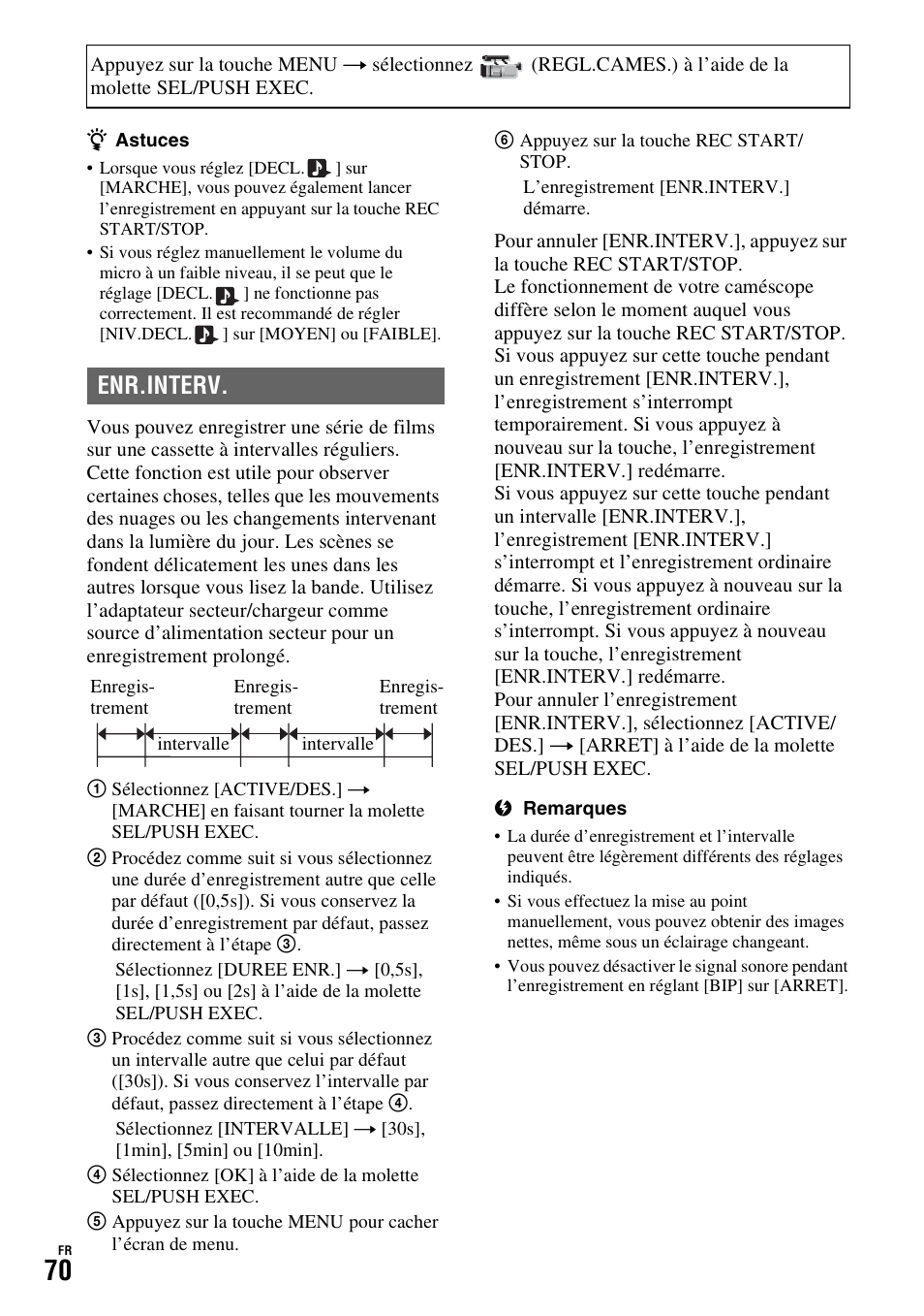 Enr.interv | Sony HDR-FX1000E User Manual | Page 70 / 271