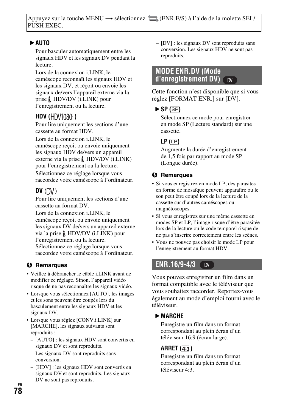 P. 78) | Sony HDR-FX1000E User Manual | Page 78 / 271
