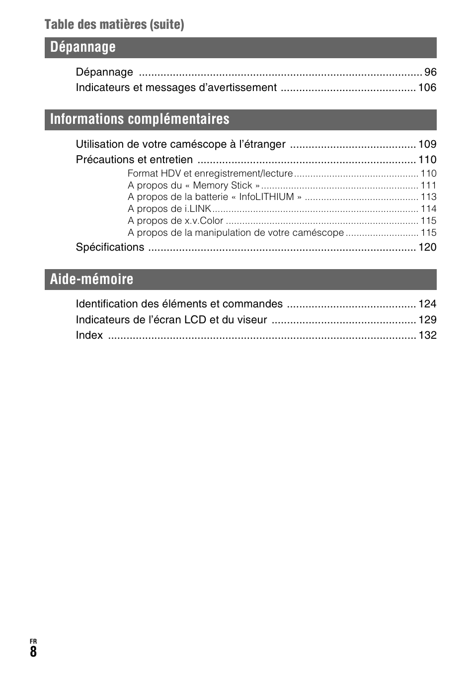 Sony HDR-FX1000E User Manual | Page 8 / 271