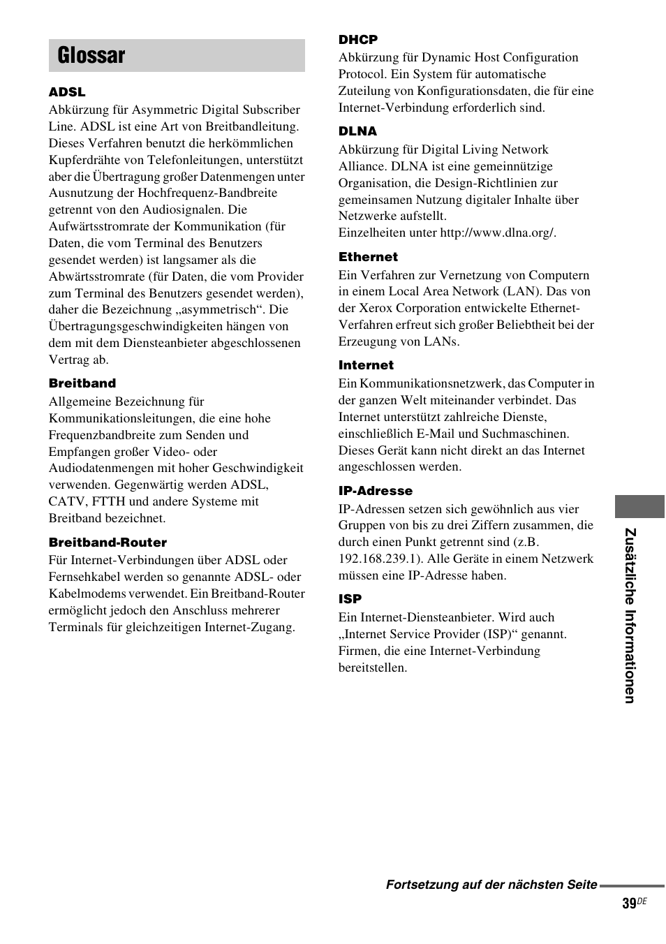 Glossar | Sony NAS-CZ1 User Manual | Page 156 / 435