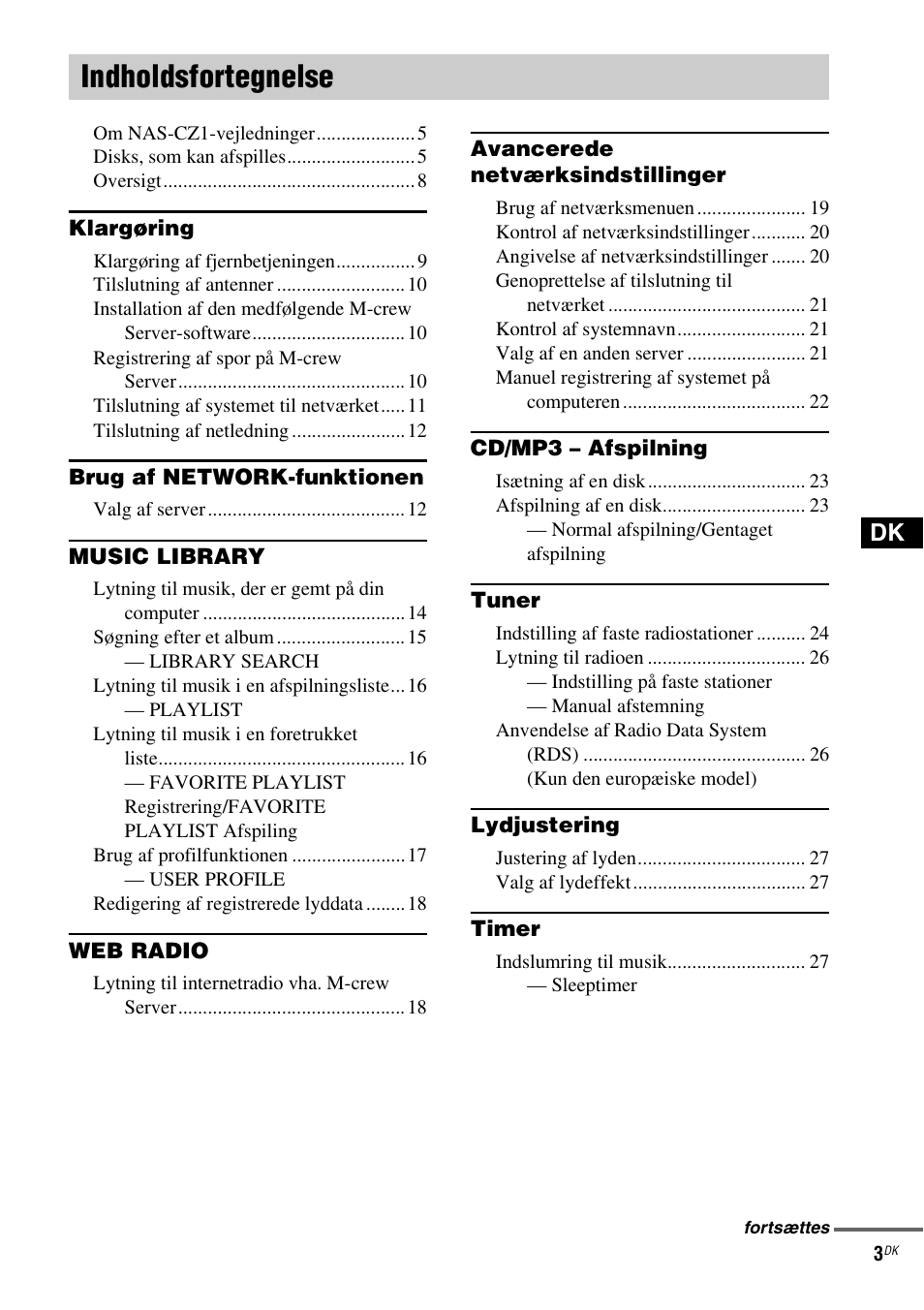 Indholdsfortegnelse | Sony NAS-CZ1 User Manual | Page 322 / 435