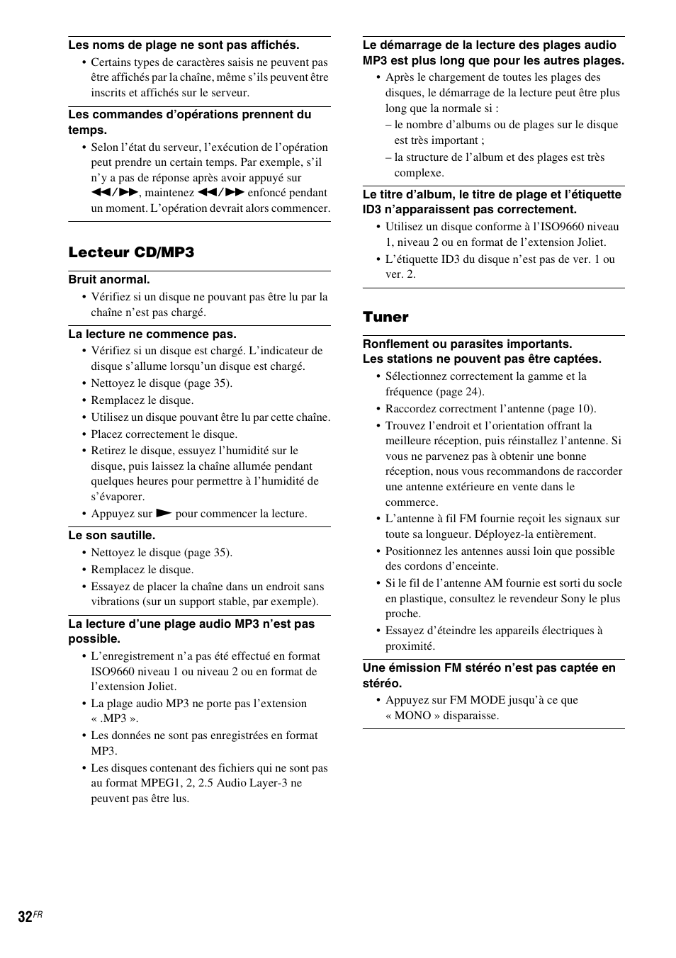 Lecteur cd/mp3, Tuner | Sony NAS-CZ1 User Manual | Page 69 / 435