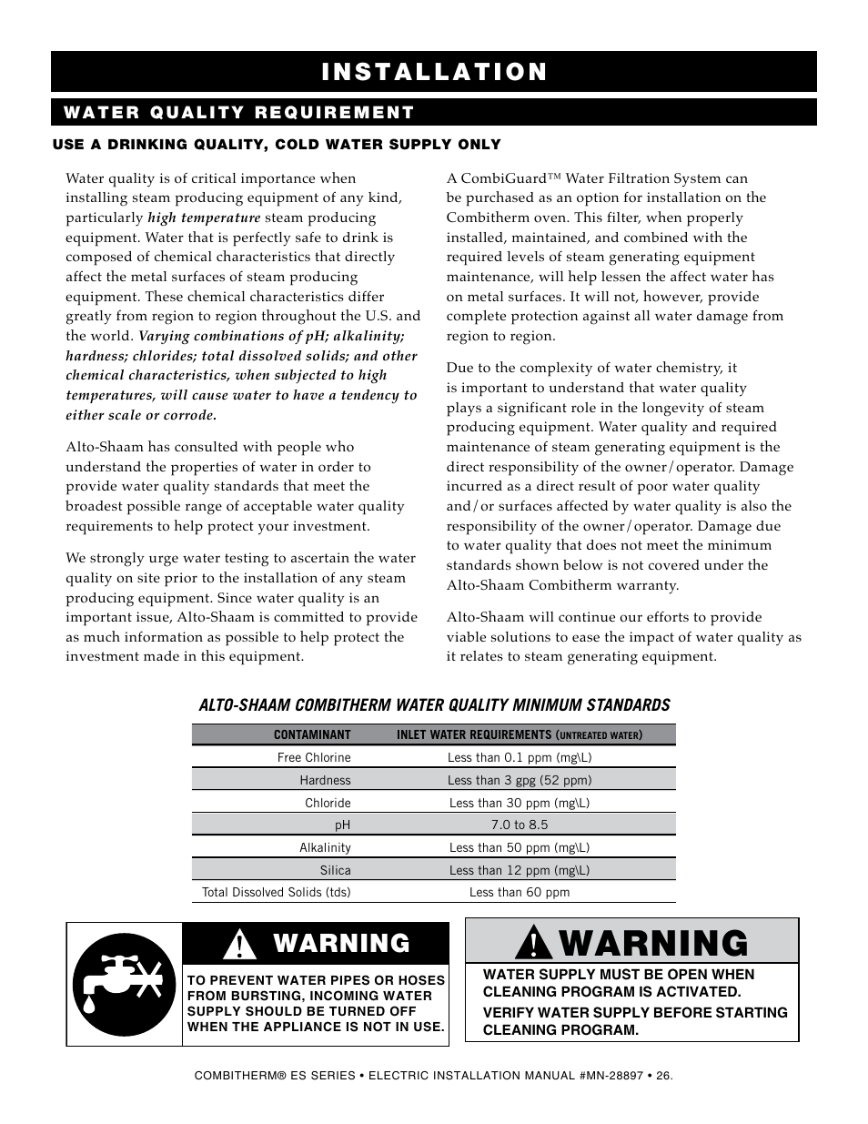 Warning | Alto-Shaam 1220 User Manual | Page 28 / 39