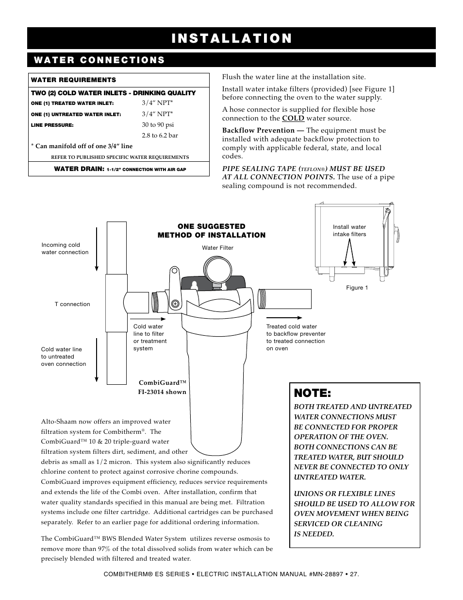 Water supply & installation | Alto-Shaam 1220 User Manual | Page 29 / 39