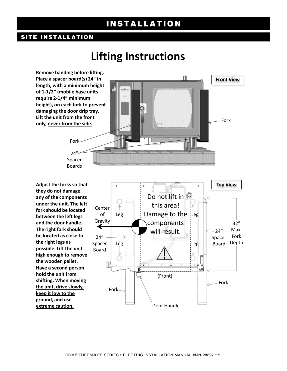 Lifting instructions | Alto-Shaam 1220 User Manual | Page 7 / 39