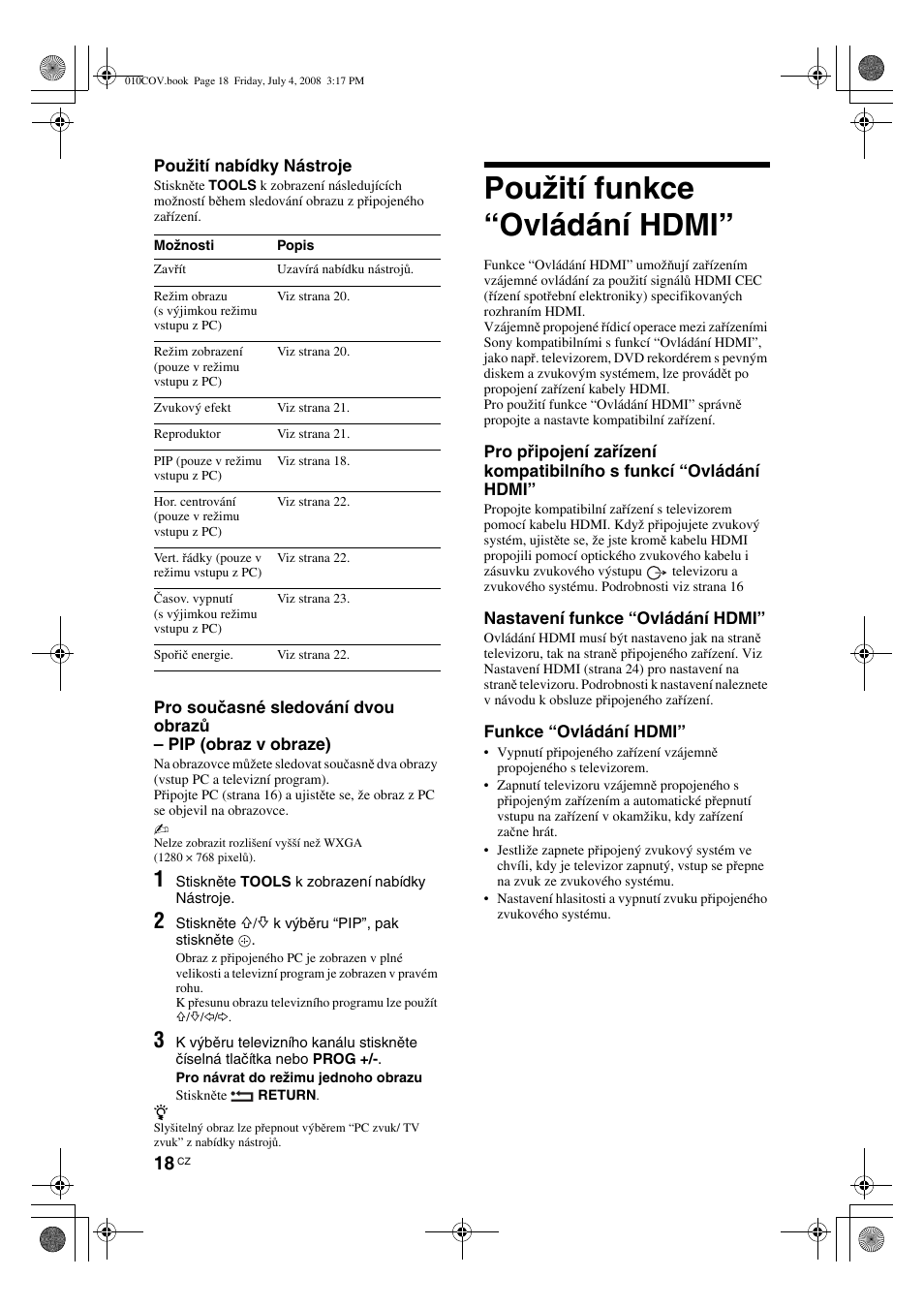 Použití funkce “ovládání hdmi | Sony KDL-32V4000 User Manual | Page 108 / 181