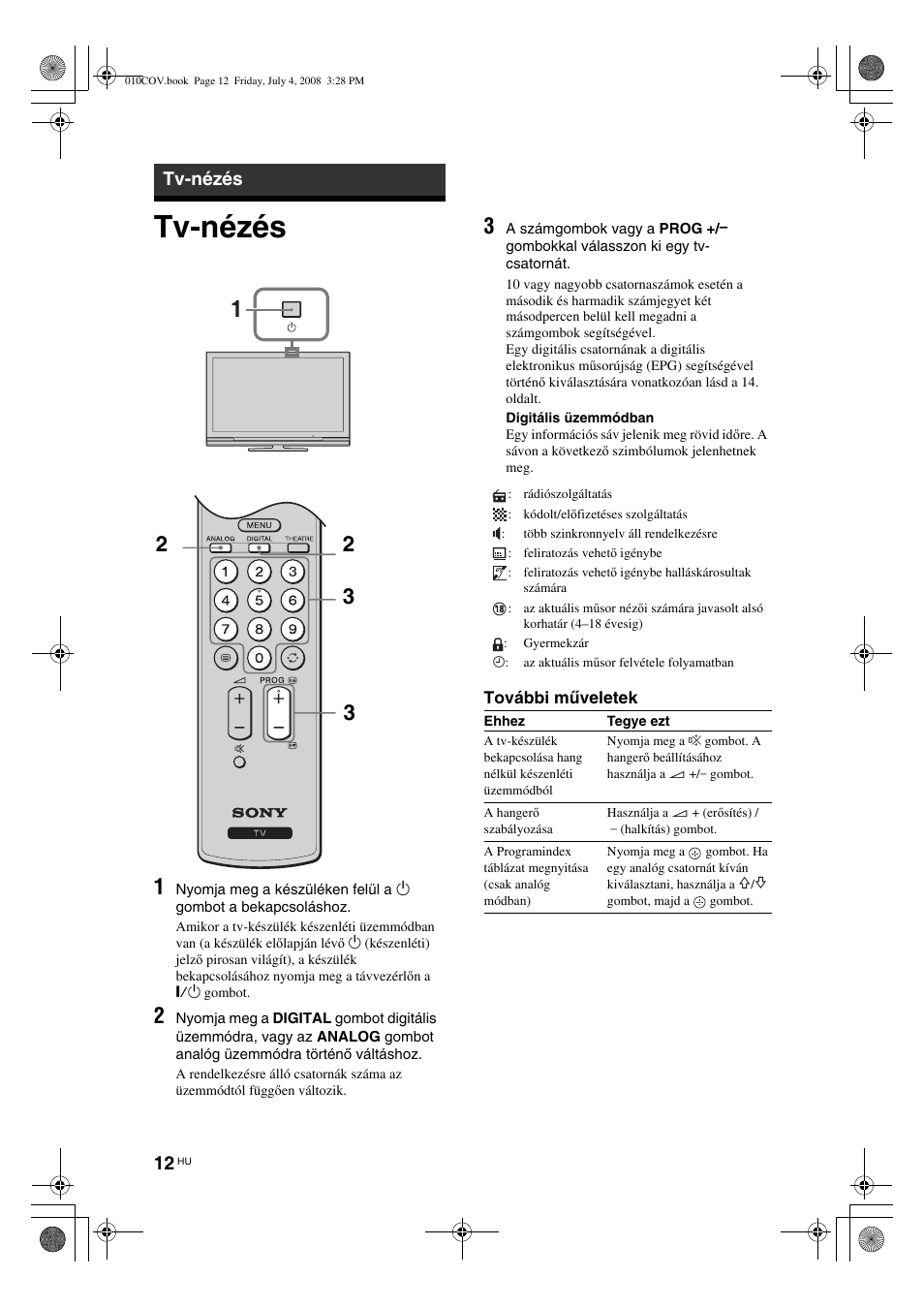 Tv-nézés | Sony KDL-32V4000 User Manual | Page 162 / 181