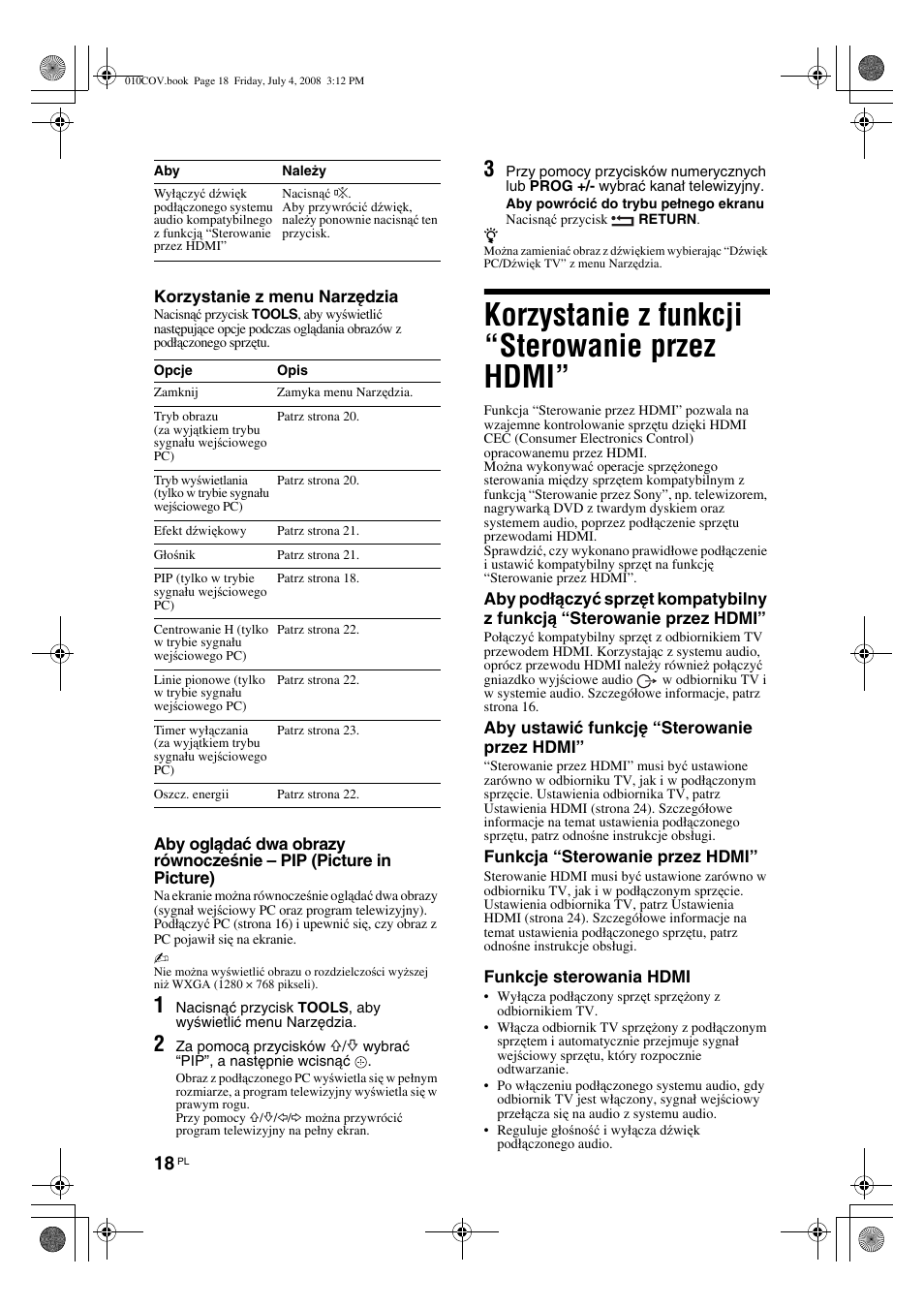 Korzystanie z funkcji “sterowanie przez hdmi | Sony KDL-32V4000 User Manual | Page 78 / 181