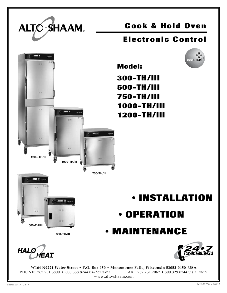 Alto-Shaam Cook & Hold Oven Electronic Control 500-TH/III User Manual | 49 pages