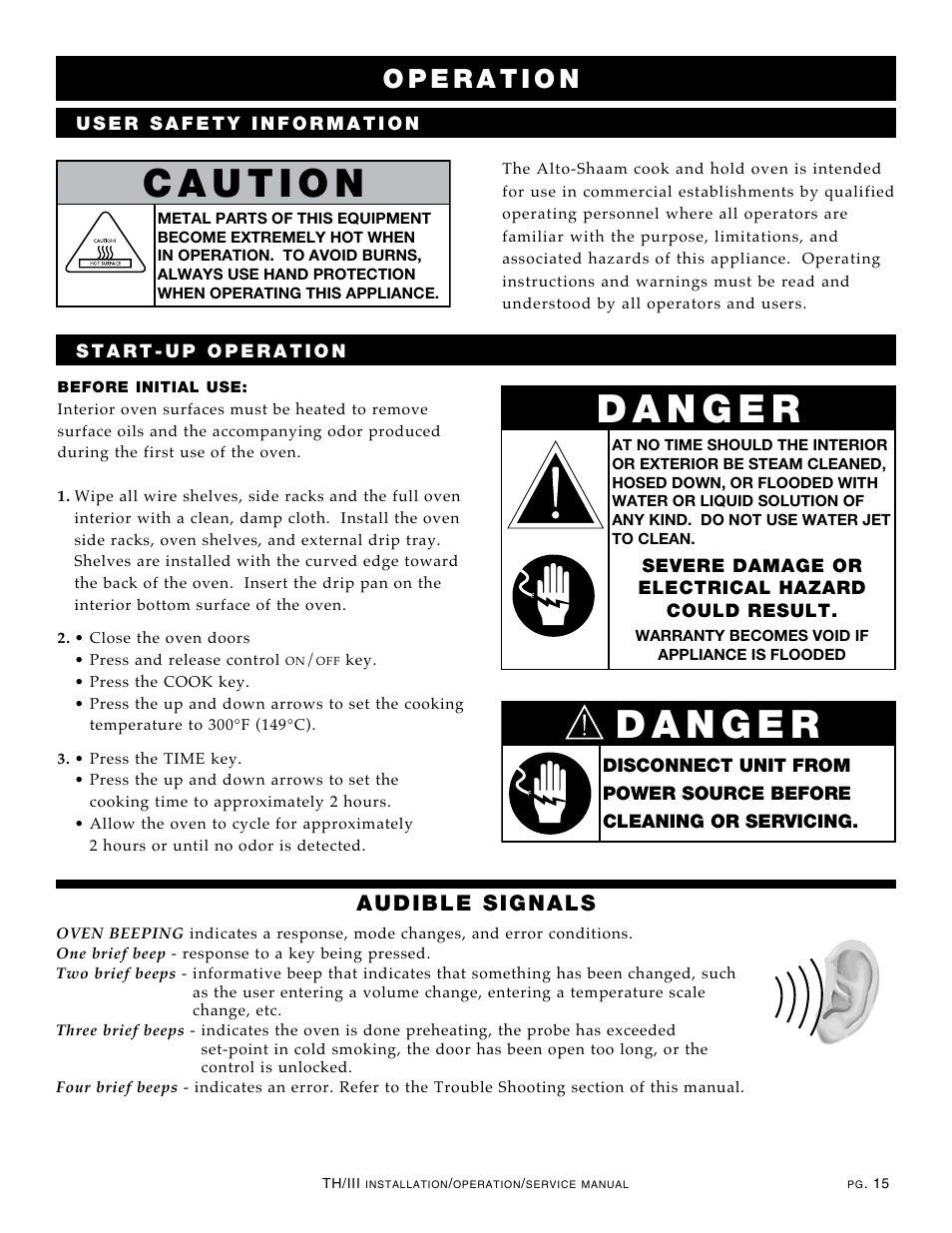 Audible signals | Alto-Shaam Cook & Hold Oven Electronic Control 500-TH/III User Manual | Page 17 / 49