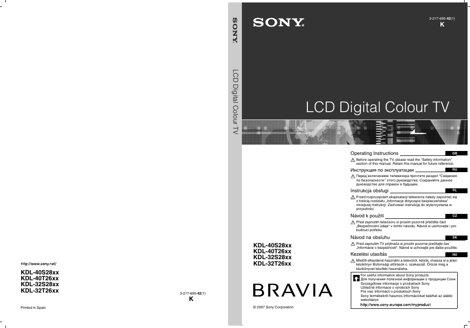 Sony KDL-32S2820 User Manual | 193 pages