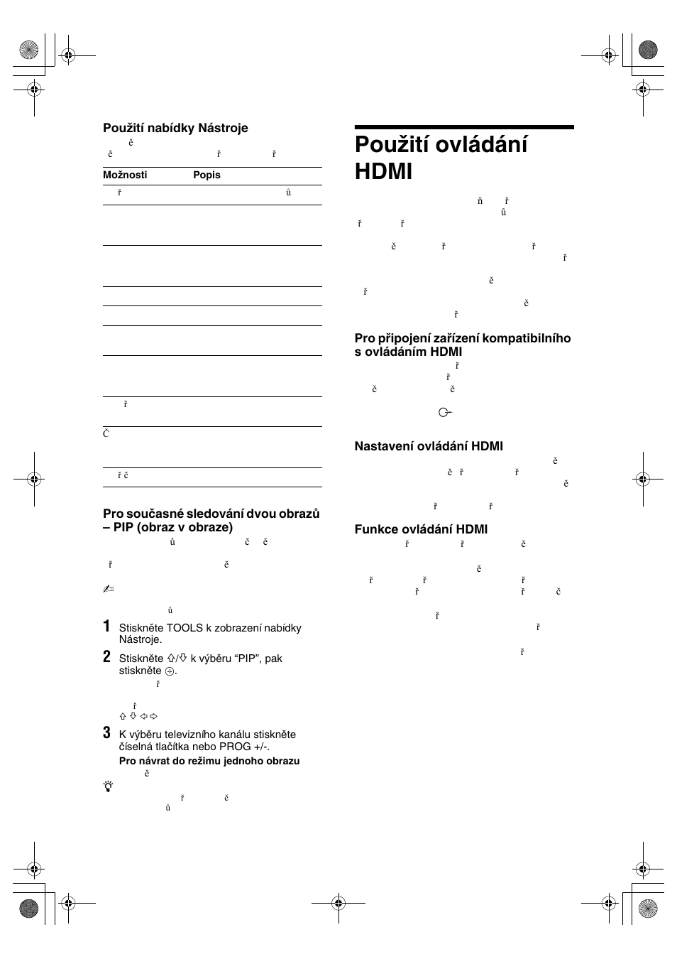 Použití ovládání hdmi | Sony KDL-32S2820 User Manual | Page 114 / 193