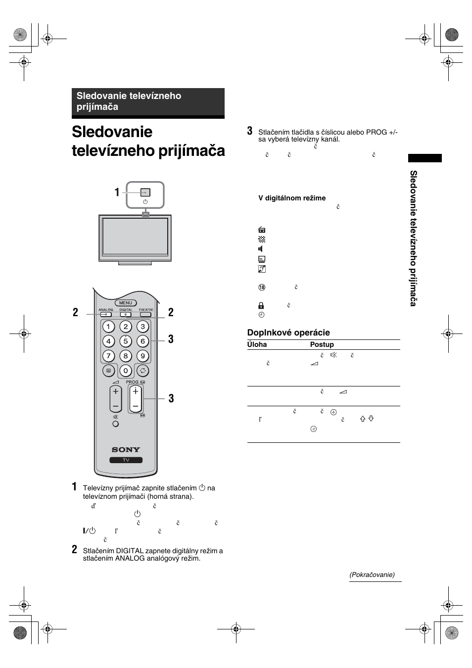 Sledovanie televízneho prijímača | Sony KDL-32S2820 User Manual | Page 139 / 193