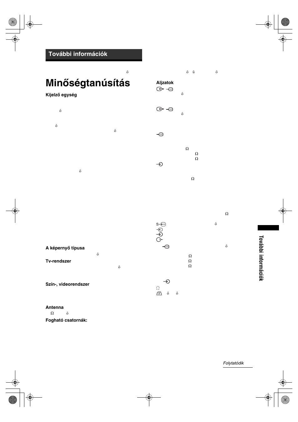 Minőségtanúsítás, További információk | Sony KDL-32S2820 User Manual | Page 191 / 193