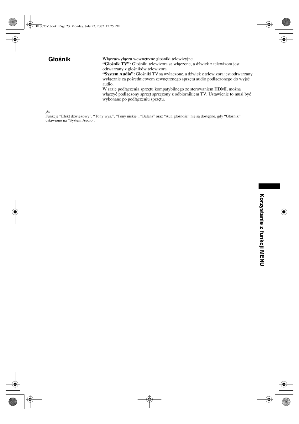 Głośnik | Sony KDL-32S2820 User Manual | Page 87 / 193