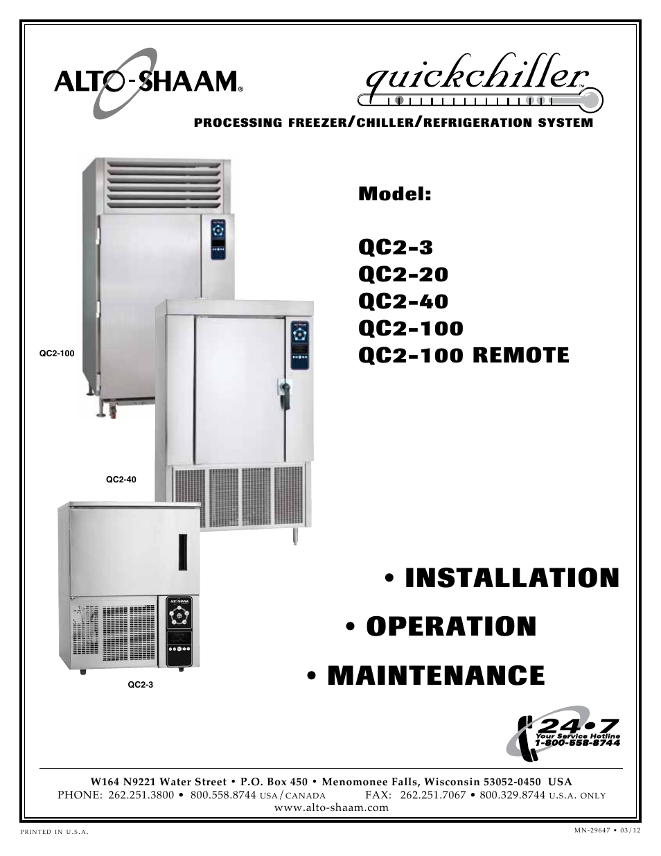 Alto-Shaam QC2-3 User Manual | 60 pages