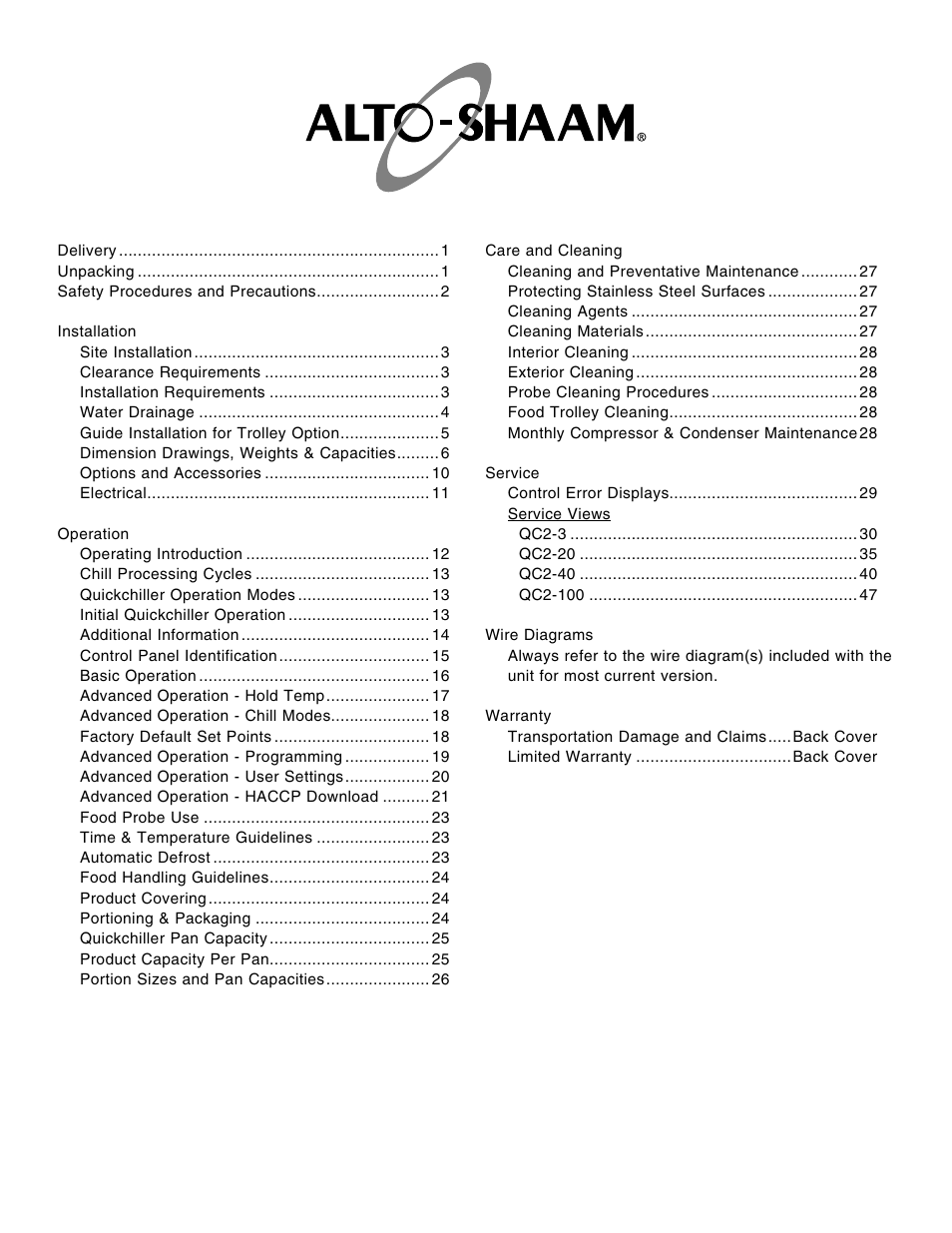 Alto-Shaam QC2-3 User Manual | Page 2 / 60