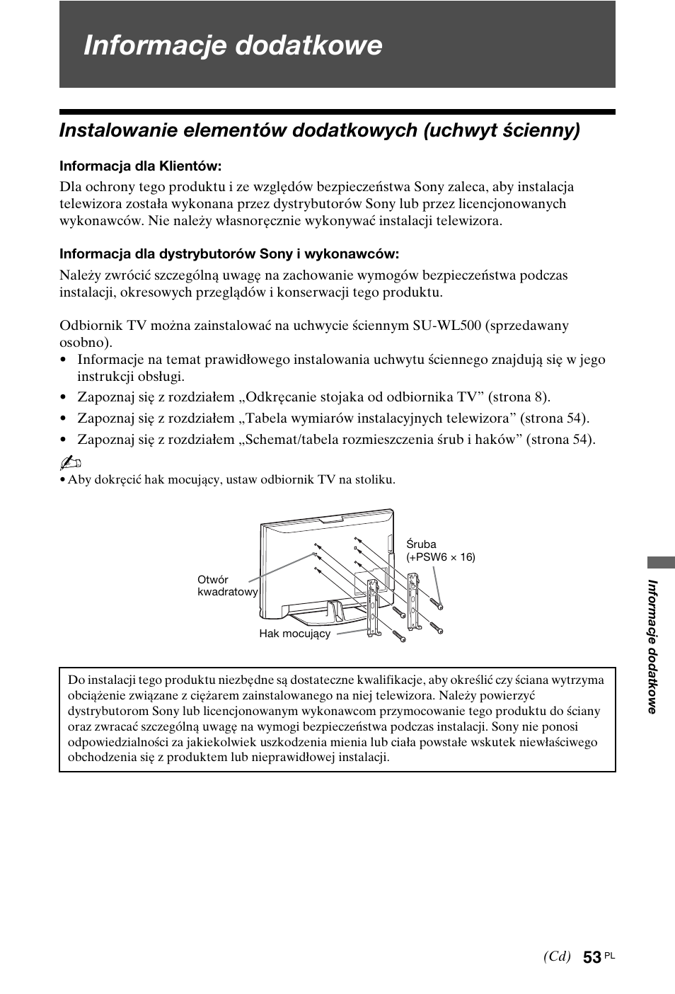Informacje dodatkowe | Sony KDL-40W4710 User Manual | Page 105 / 179