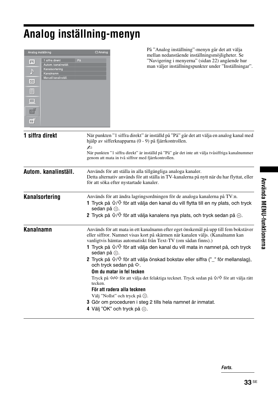 Analog inställning-menyn | Sony KDL-46D3550 User Manual | Page 157 / 300